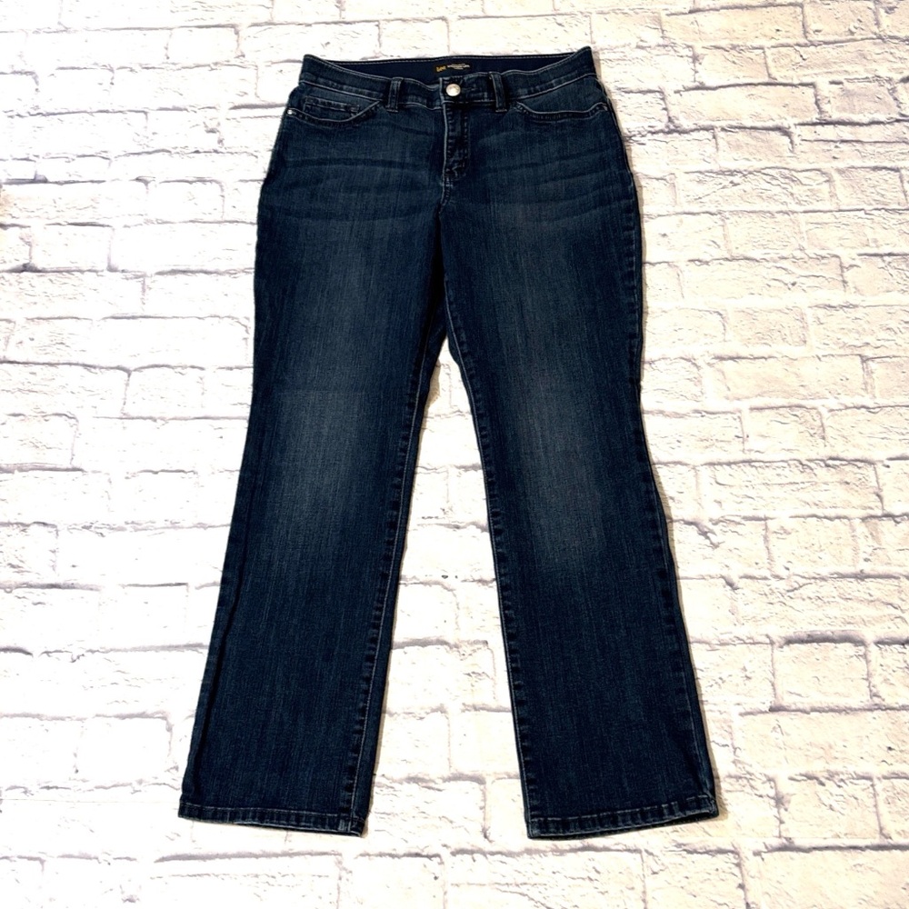 Lee Jeans Regular Fit Straight Leg Denim Blue Jeans Mid Rise Size 12 Medium